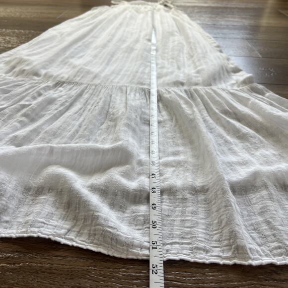 Bella Dahl Halter Maxi Dress Womens Medium White Linen Blend Tiered Flowy Boho - Picture 11 of 13